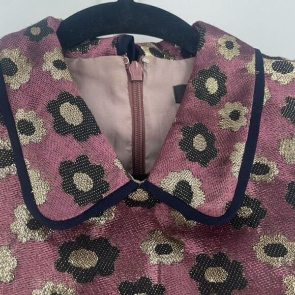 J. Crew Women's Floral Brocade Sleeveless Blouse Pink Green Size 00 Peter Pan - Picture 3 of 9